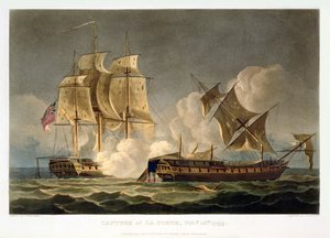 La Forte elfoglalása, 1799. február 28., vésette Thomas Sutherland J. Jenkins „Naval Achievements” című művéhez, 1816 (színes metszet)